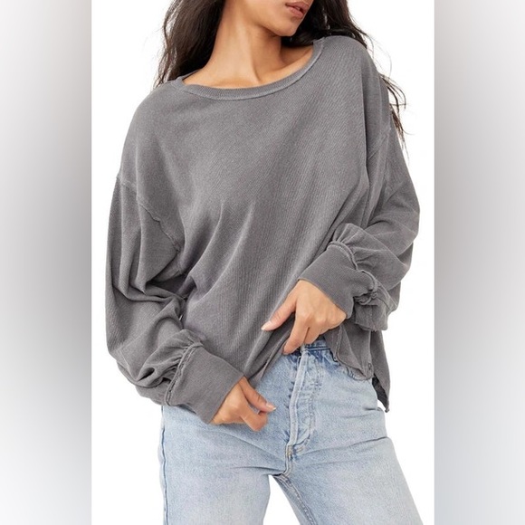 Free People Tops - We The Free Free People Ready For This Long Sleeve T Shirt Washed Black - Small